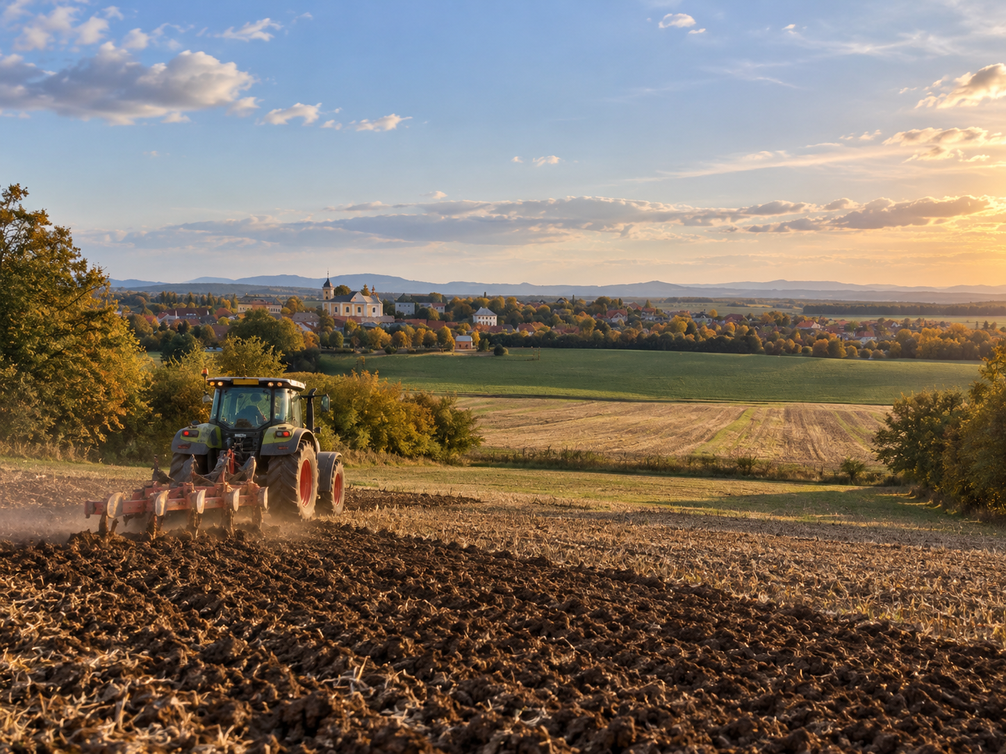 Traktor na poli u Vysokého Veselí