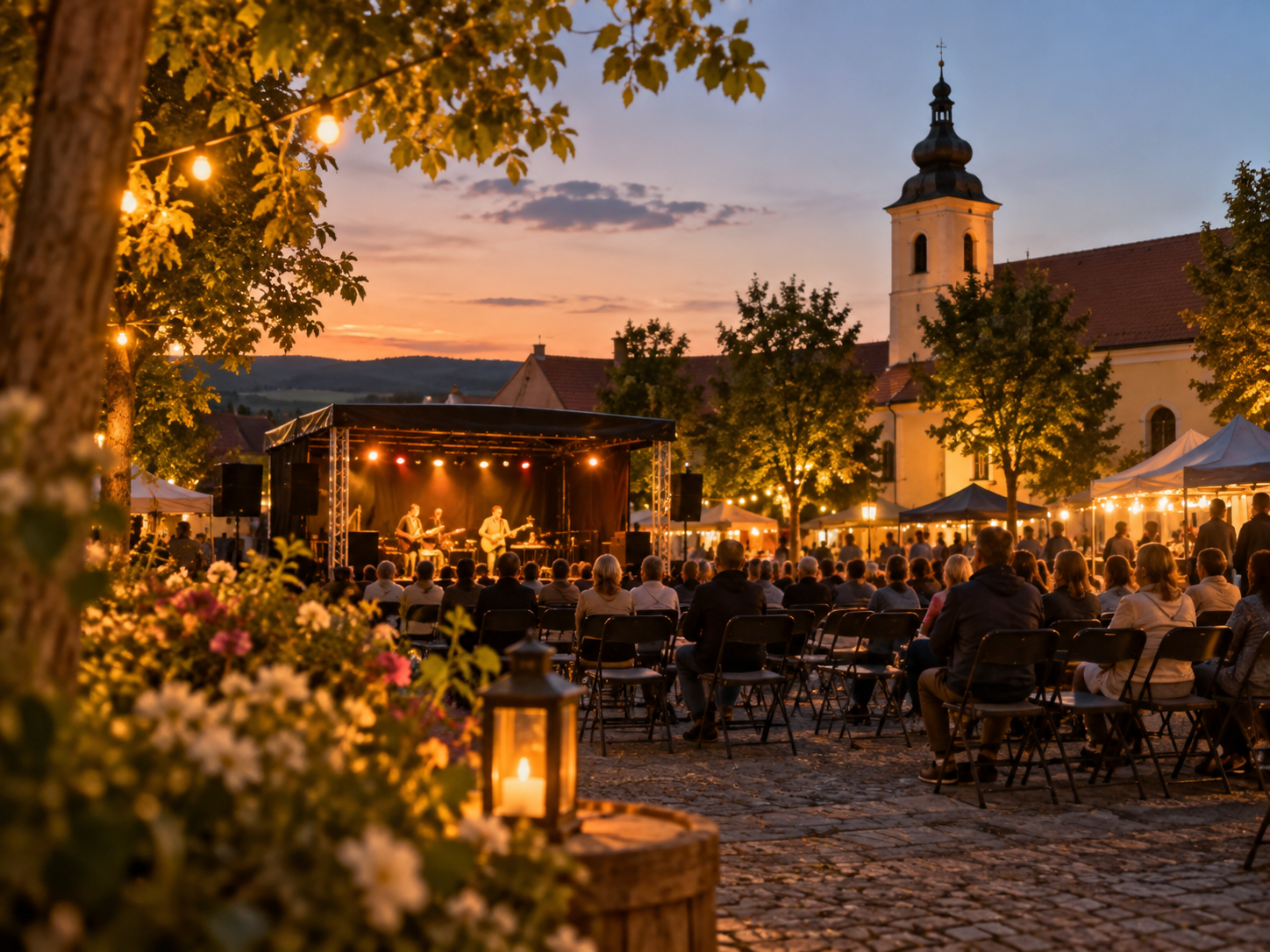 Koncert na náměstí podvečer